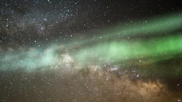 Aurora Samanyolu Galaksisi Bahar Gökyüzünde Zaman Kaybı — Stok video