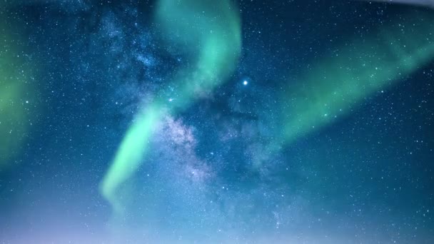 Aurora Samanyolu Galaksisi Yaz 35Mm Güneydoğu Gökyüzü Hızlanma Benzetimi Kuzey — Stok video