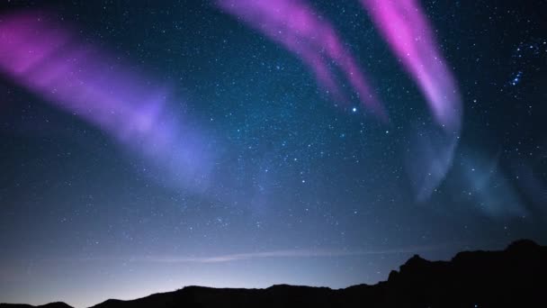 Aurora Güneş Fırtınası Samanyolu Galaksisi Zaman Süratli Bahar Gökyüzü Çöl — Stok video