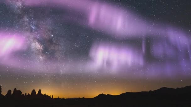 Aurora Aurinkomyrsky Linnunrata Galaxy Time Lapse South Sky 14Mm Sunrise — kuvapankkivideo