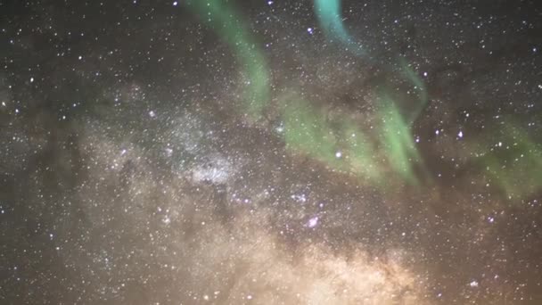 Aurora Voie Lactée Galaxie Time Lapse Dans Ciel Printemps — Video