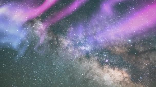 Aurora Vía Láctea Galaxy Time Lapse Spring Southeast Sky 50Mm — Vídeos de Stock