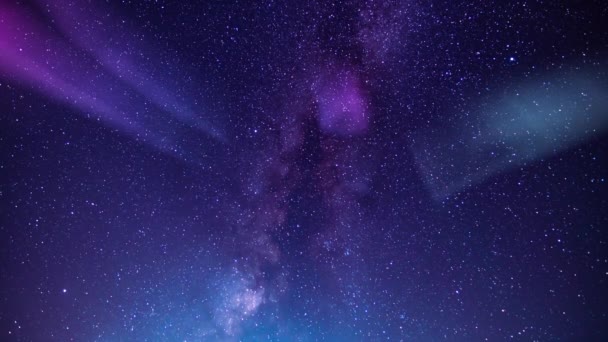 Γαλαξίας Μας Και Aurora Purple Blue Loop Χιλιοστά Στο Νότιο — Αρχείο Βίντεο