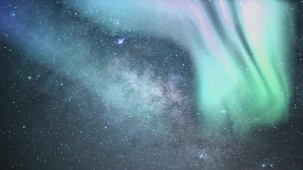 Aurora Droga Mleczna Galaxy Time Lapse Sezon Wiosenny — Wideo stockowe