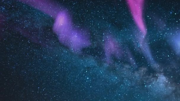 Aurora Milky Way Galaxy Time Lapse Aquarids Meteor Shower — 图库视频影像
