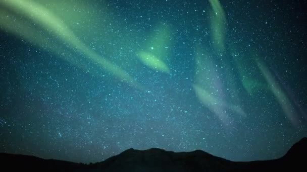 Aurora Lkbahar Gökyüzü Kuzey Yıldızı Kutup Yıldızı — Stok video