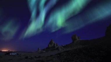 Mojave Çölünde Aurora Güneş Fırtınası Trona Zirveleri Kaliforniya ABD Gece Gökyüzü