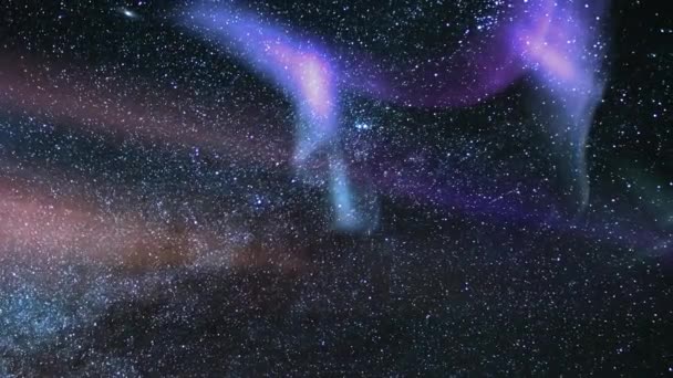 Aurora Borealis Yeşil Mor Samanyolu Galaksisi Kuzeybatı Gökyüzünde Zaman Hızı — Stok video