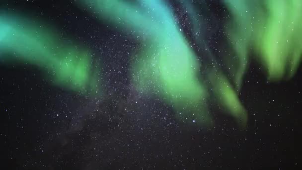 Aurora Solar Storm Perseid Meteor Doccia Lattea Galaxy Time Lapse — Video Stock