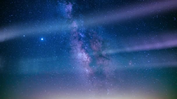 Aurora Borealis Purple Blue Och Vintergatan Galaxy Loop South Sky — Stockvideo
