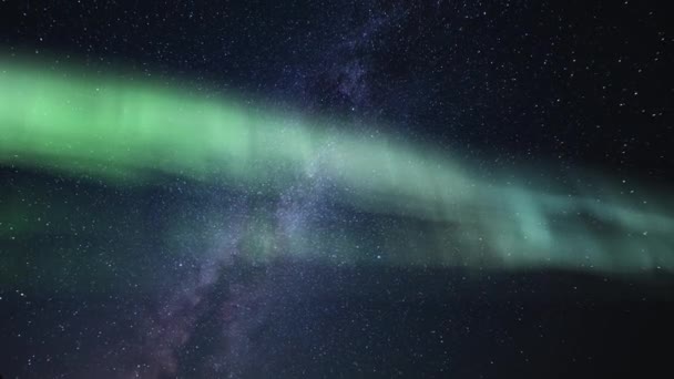 Aurora Güneş Fırtınası Perseid Meteor Sağanağı Samanyolu Galaksisi Hızı — Stok video