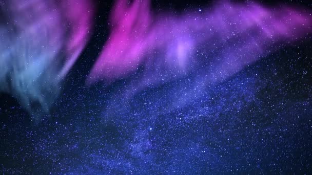 Aurora Linnunradan Galaxy Time Lapse Yöllä Sky Simuloitu Revontulet — kuvapankkivideo