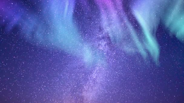 南方天空中的极光紫绿色银河圈 — 图库视频影像