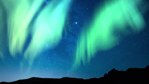 Aurora Samanyolu Galaksisi Yazı Güneybatı Gökyüzü Zamanı Gündoğumu Benzetim Kuzey — Stok video