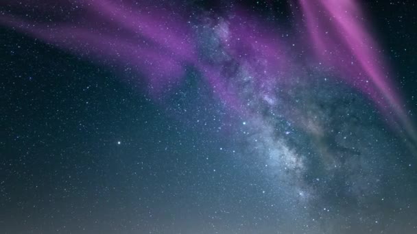 Aurora Milky Way Galaxy Time Lapse Meteor Shower Aquarids Meteor — 图库视频影像