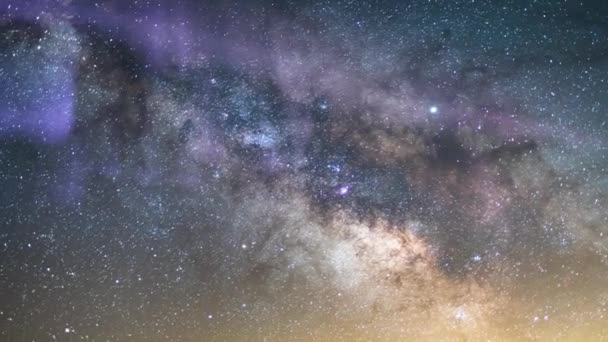Aurora Samanyolu Galaksisi Çekirdek Zaman Hızı Güneydoğu Gökyüzü Benzetim Kuzey — Stok video