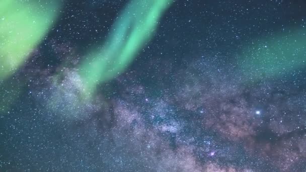 Аврора Галактики Млечный Путь Время Южного Неба — стоковое видео