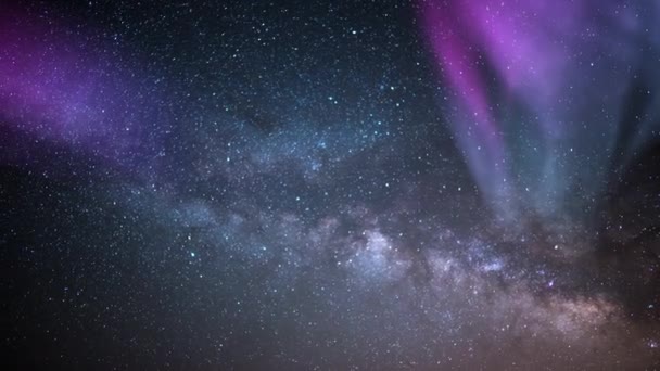 Aurora Tejút Galaxy Time Lapse Tavaszi Égbolt — Stock videók