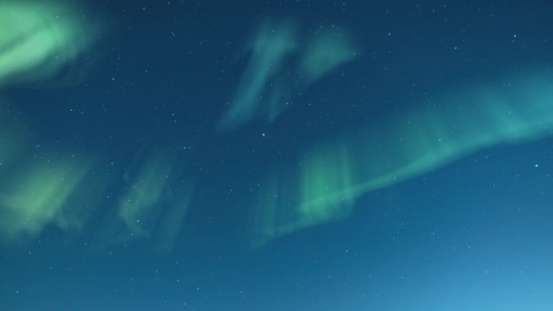 Yıldızlı Mavi Gece Gökyüzü Döngüsünde Aurora — Stok video