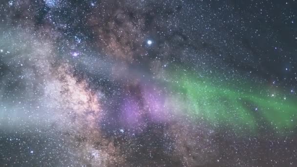 Aurora Milky Way Galaxy Time Lapse South Sky 50Mm Aquarids — 图库视频影像