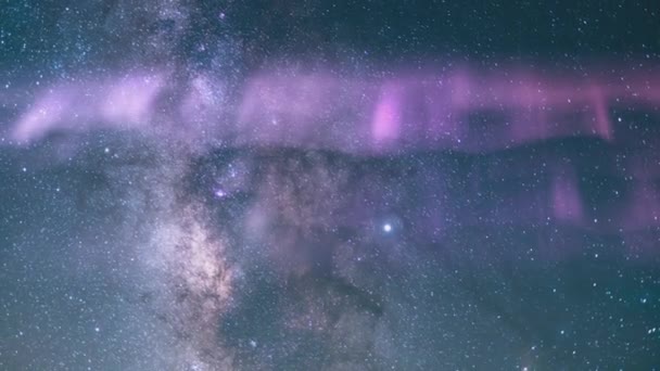Aurora Linnunrata Galaxy Time Lapse Lounaaseen 50Mm Auringonnousu — kuvapankkivideo