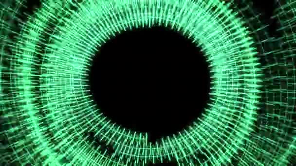 Kruhové Radiální Vzory Zelený Zvuk Reaktivní Rychlá Animace Smyčka — Stock video