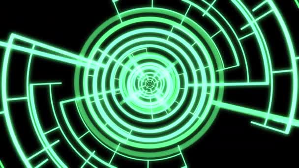 Hud Rader Radial Graph Spinning Target Bold Green Animation Loop — Stockvideo