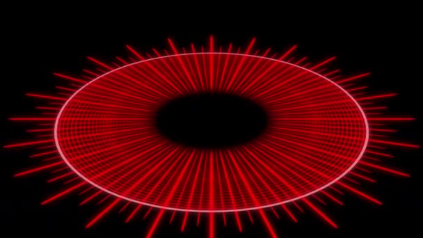 Kruhy Radiální Vzory X60 Stupně Red Animation Loop — Stock video