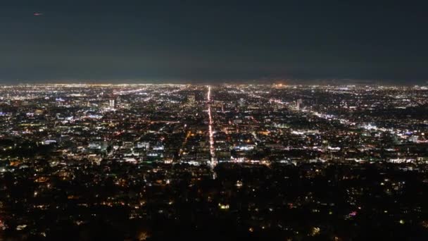 Los Angeles Night Skyline Desde Griffith Park Time Lapse Zoom — Vídeos de Stock