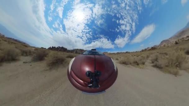 Car Driving Desert Road Fisheye Alabama Hills Sierra California Usa — Stock Video