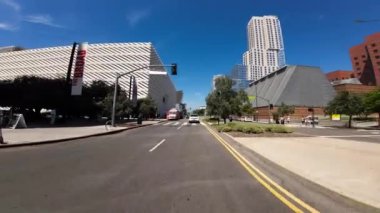Los Angeles şehir merkezi Grand Ave Southbound 04 Arka Manzara 3. St Driving Plate California ABD Ultra Wide