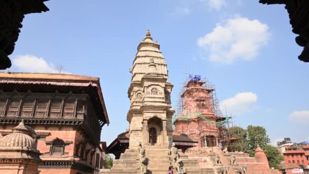 Непал Бхактапур Дурбар Сквер Сиддхи Вацала Храм Медленного Движения Стабилизатор — стоковое видео