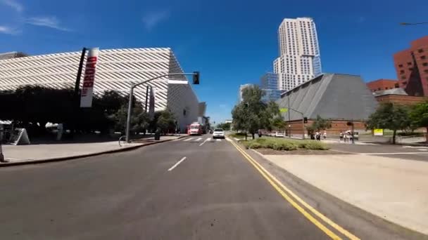 Los Angeles Downtown Grand Ave Southbound Widok Tyłu 3Rd Driving — Wideo stockowe