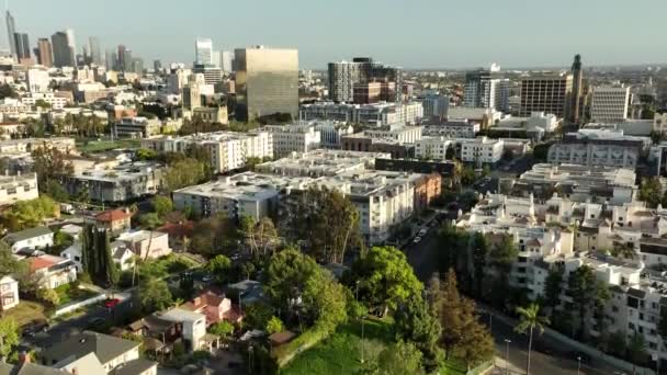 Los Angeles Şehir Merkezi Rampart Village Havadan Atış Leri Kaliforniya — Stok video