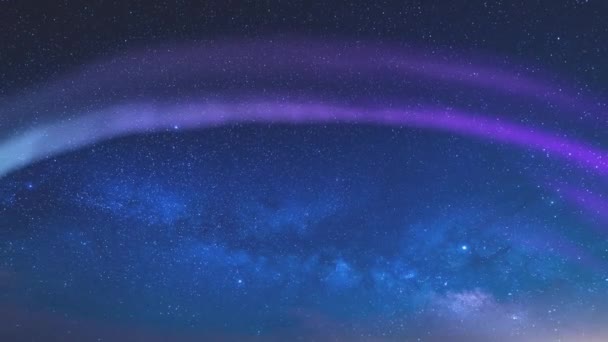Aurora Akwaria Meteor Prysznic Drogi Mlecznej Galaxy Time Lapse Rise — Wideo stockowe