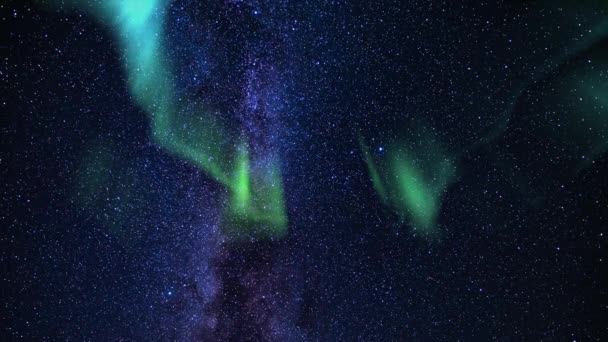 Aurora Borealis Verde Láctea Galaxy Loop 24Mm Sudoeste — Vídeo de Stock