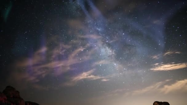 Aurora Borealis Lattea Galassia Time Lapse Canyon Simulated Nombh Lights — Video Stock