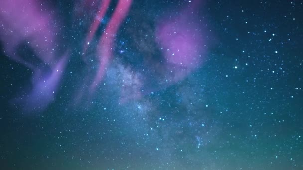 Aurora Milky Way Και Aquarids Ντους Μετεωριτών Royalty Free Πλάνα Αρχείου