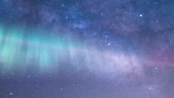 Aurora Droga Mleczna Galaxy Time Lapse Południowo Wschodni Teleskop Nieba — Wideo stockowe