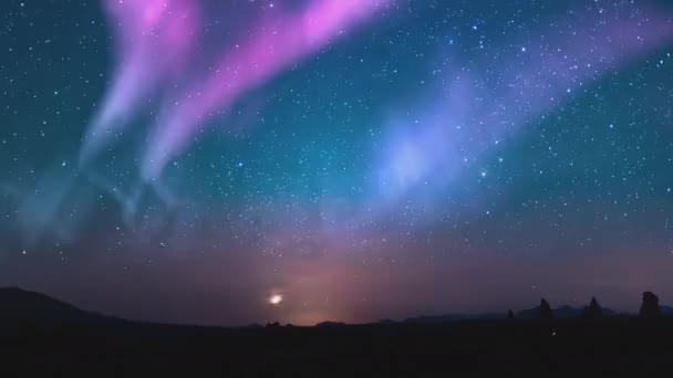 Aurora Burza Słoneczna Droga Mleczna Galaxy Time Lapse Rise East — Wideo stockowe