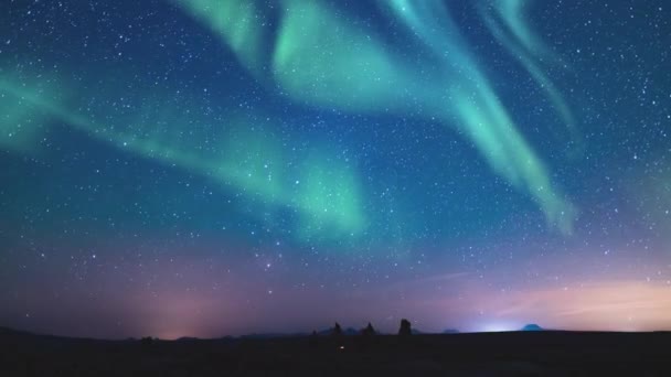 Aurora Solar Storm Milky Way Galaxy Time Lapse Southeast Sky — Stock video