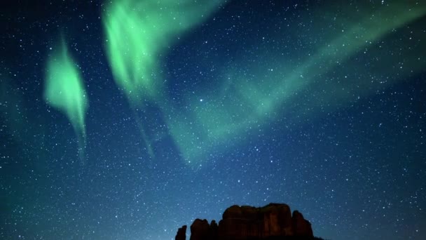 Sedona Solar Storm Green Milky Way Time Lapse Catedral Rock — Videoclip de stoc