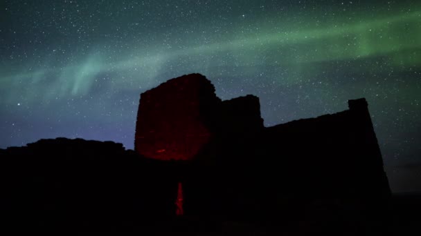 Aurora Solar Storm Wupatki Εθνικό Μνημείο Sunset Night Stars Πάνω — Αρχείο Βίντεο