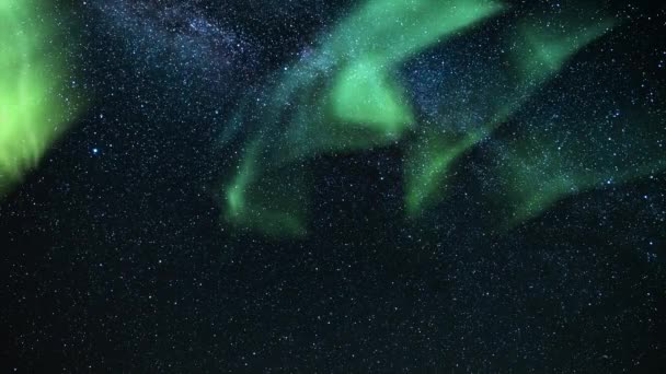 Lattea Galaxy Aurora Borealis Green Loop Nel Cielo Del Nord — Video Stock