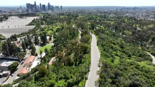 Los Angeles Point Road Aerial Shot Forward Incline Elysian Park — Vídeo de Stock