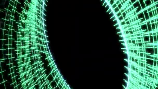 Cirkel Radiaal Patronen Audio Reactief Draaien Green Animatie Loop — Stockvideo