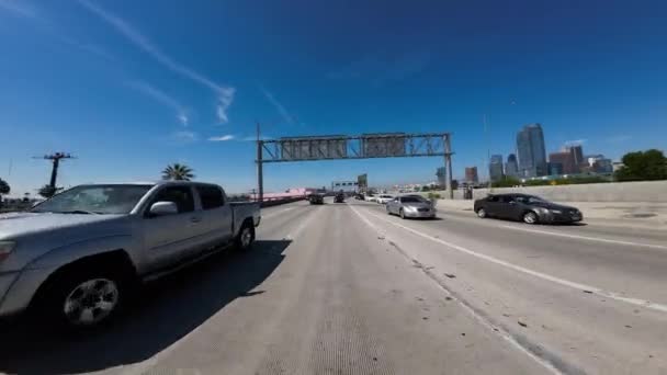 Los Angeles Downtown Freeway West Vista Traseira 110 Driving Plate — Vídeo de Stock