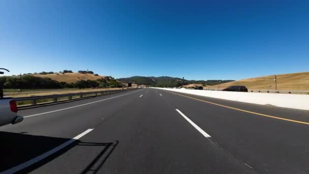 San Francisco Bay Area Petaluma Freeway Rear View Driving Plates — Stockvideo