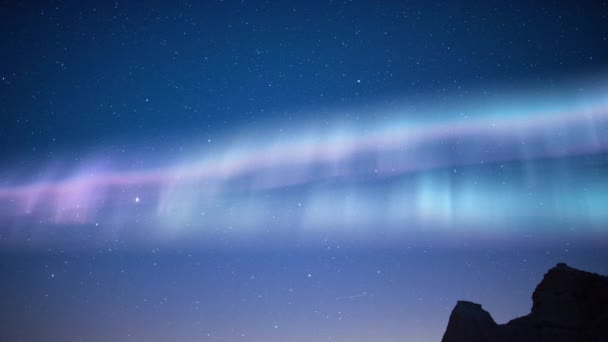 Aurora Alkonyattól Tejútrendszerig Galaxy Time Lapse Aquarids Meteor Showers Cliff — Stock videók