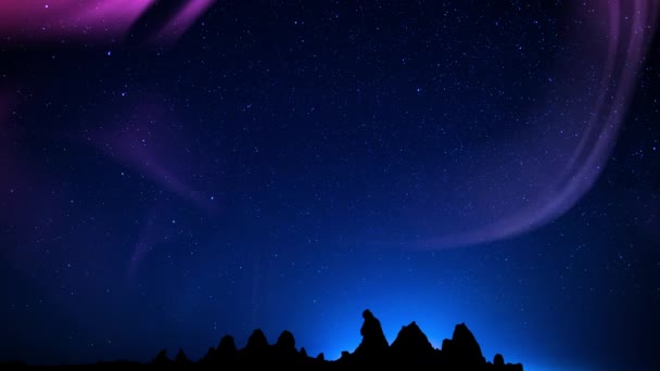 Aurora Green Bima Sakti Galaxy Iceberg Loop Northwest — Stok Video